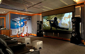 Home theater installation in a Houston living room